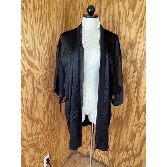 Victoria's Secret Other - Vintage Victoria’s Secret Robe Pajama Solid Black Short Sleeve One Size NO BELT